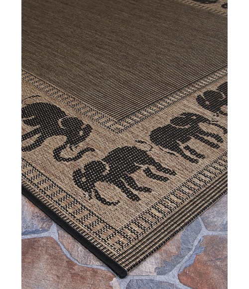 Recife Area Rug Couristan Recife Elephant 9' Round Cocoa/Black Area Rug
