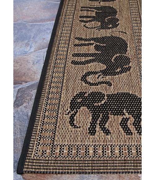 Recife Area Rug Couristan Recife Elephant 9' Round Cocoa/Black Area Rug