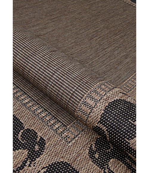 Recife Area Rug Couristan Recife Elephant 9' Round Cocoa/Black Area Rug