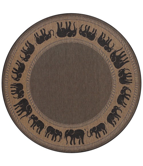 Recife Area Rug Couristan Recife Elephant 9' Round Cocoa/Black Area Rug