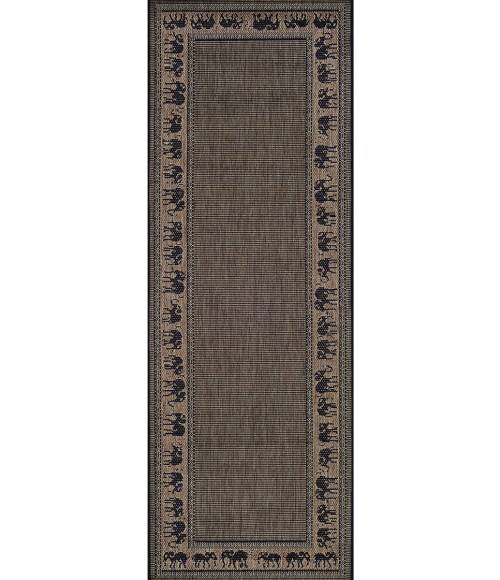 Recife Area Rug Couristan Recife Elephant 9' Round Cocoa/Black Area Rug