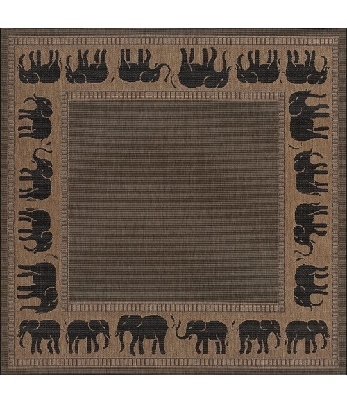Recife Area Rug Couristan Recife Elephant 9' Round Cocoa/Black Area Rug