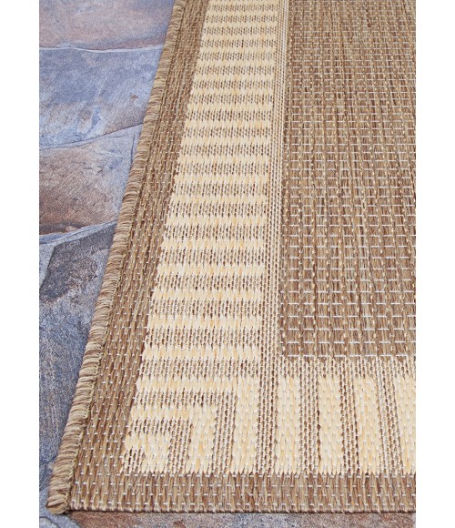 Couristan Recife Wicker Stitch 9' Round Cocoa/Natural Area Rug