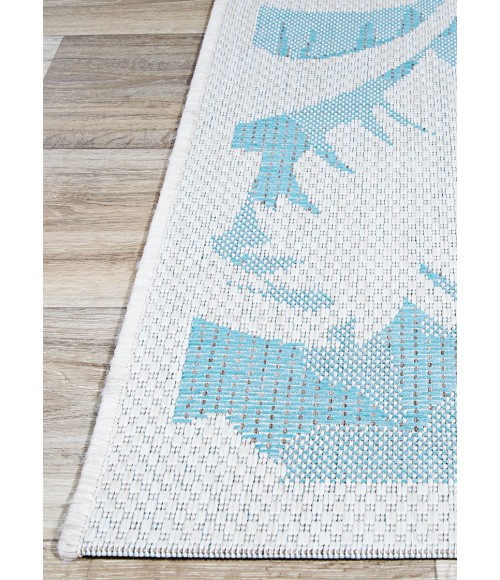 Couristan Monaco Coastal Floral 5' x 8' Ivory/Turquoise Area Rug