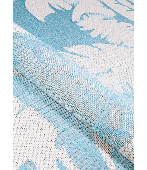 Couristan Monaco Coastal Floral 5' x 8' Ivory/Turquoise Area Rug