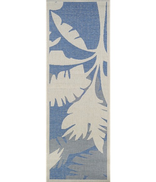 Couristan Monaco Coastal Floral 6' x 9' Ivory/Sapphire Area Rug