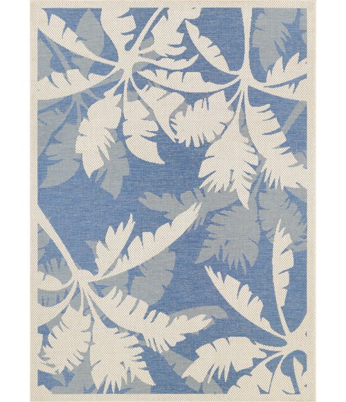 Couristan Monaco Coastal Floral 6' x 9' Ivory/Sapphire Area Rug