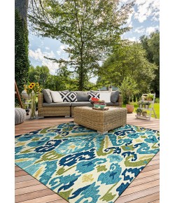 Couristan Covington Delfina Azure/Lemon Area Rug 3 ft. 6 in. X 5 ft. 6 in. Rectangle