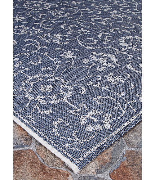 Couristan Monte Carlo Summer Vines 8' x 11' Navy/Ivory Area Rug