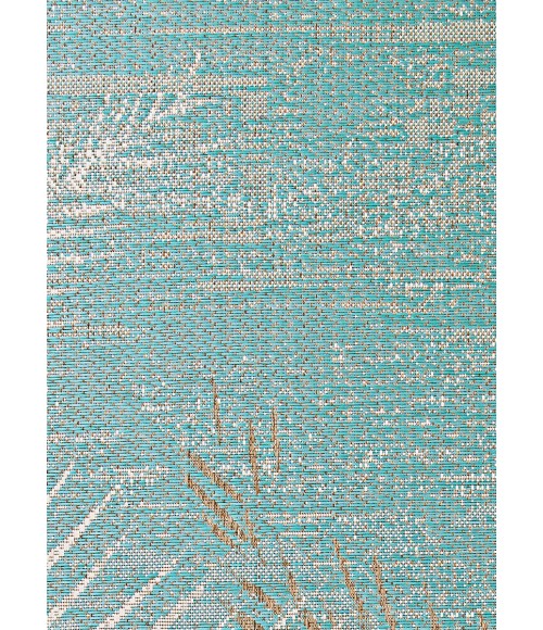 Couristan Monaco Tropical Palms 2' x 4' Aqua Area Rug