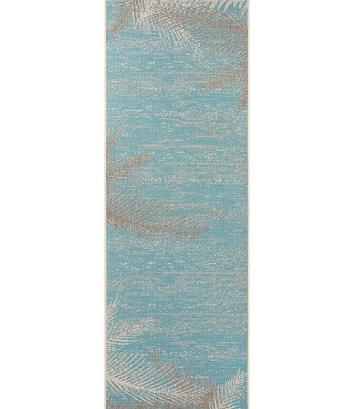 Couristan Monaco Tropical Palms 2' x 4' Aqua Area Rug