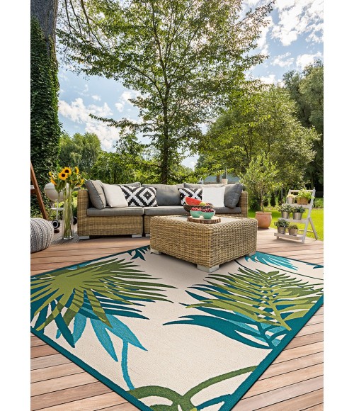 Covington Area Rug Couristan Covington Jungle Leaves 2' x 4' Ivory/Forest Green Area Rug