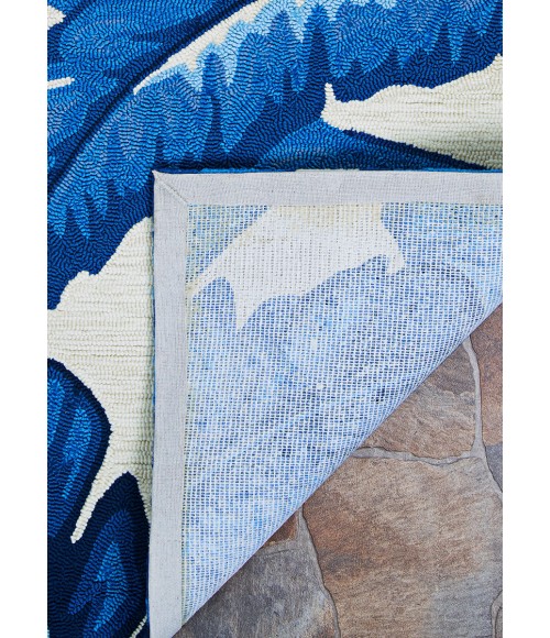 Couristan Covington Palm Leaves 2' x 4' Blue Area Rug