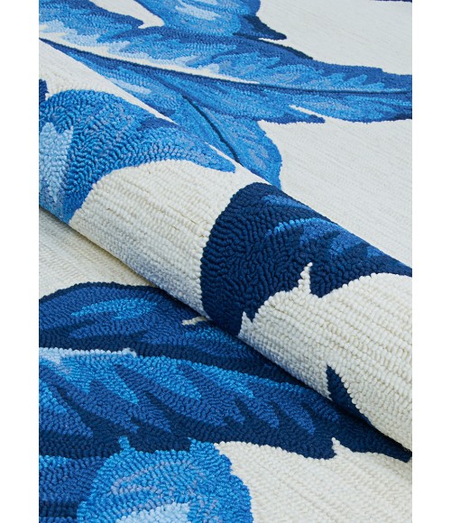 Couristan Covington Palm Leaves 2' x 4' Blue Area Rug