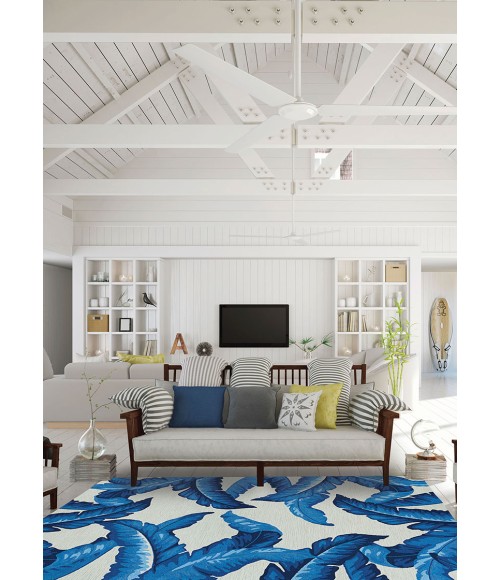 Couristan Covington Palm Leaves 2' x 4' Blue Area Rug