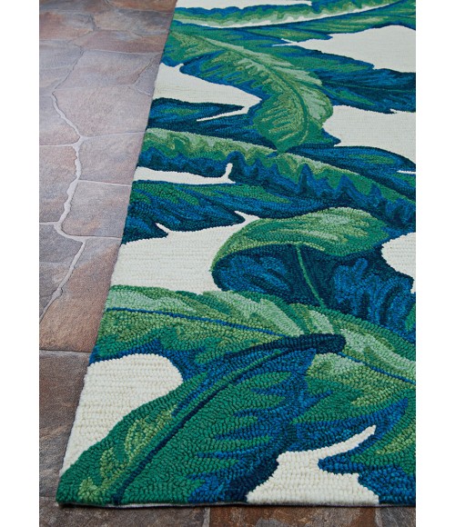 Couristan Covington Palm Leaves 9' Runner Green  Area Rug