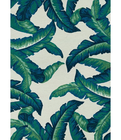Couristan Covington Palm Leaves 9' Runner Green  Area Rug