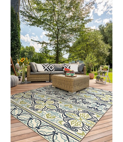 Couristan Covington Pegasus 4' x 6' Ivory/Navy/Lime Area Rug