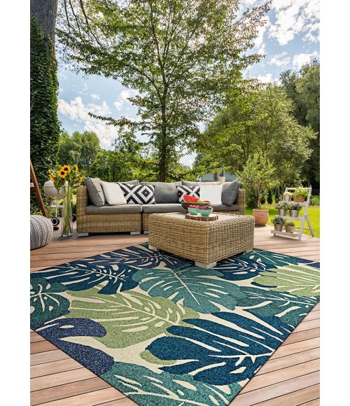 Couristan Covington Monstera 8' Round Cream/Multi Area Rug