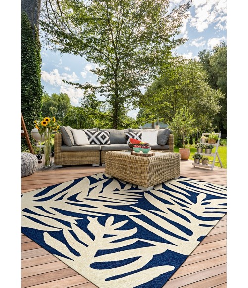 Covington Area Rug Couristan Covington Palms 8' Round Navy Area Rug
