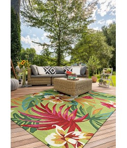 Couristan Covington Painted Fern Fern/Red Area Rug 3 ft. 6 in. X 5 ft. 6 in. Rectangle