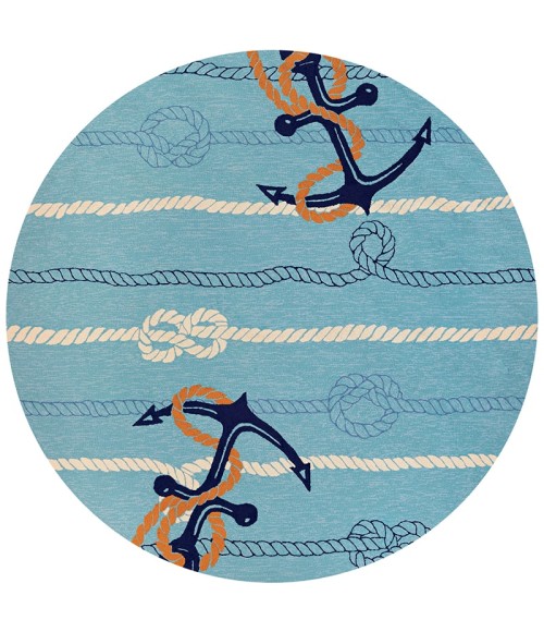 Couristan Outdoor Escape Anchorbend 4' x 6' Ocean Blue Area Rug