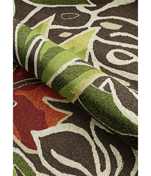 Couristan Covington Areca Palms 8' Round Brown/Forest Green Area Rug