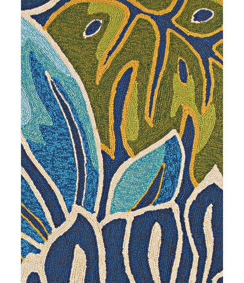 Couristan Covington Areca Palms 9' Runner Azure/Forest Green Area Rug