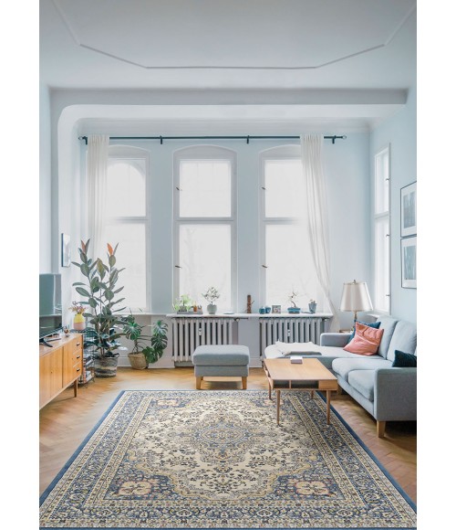 Couristan Old World Classic Alabaster Rug 4538/1011 6 ft. 6 in. X 9 ft. 10 in. Rectangle - Rugs Town Couristan Old World Classic Alabaster/Powder Blue 4538/1011 6 ft. 6 in. X 9 ft. 10 in. Rectangle Rug
