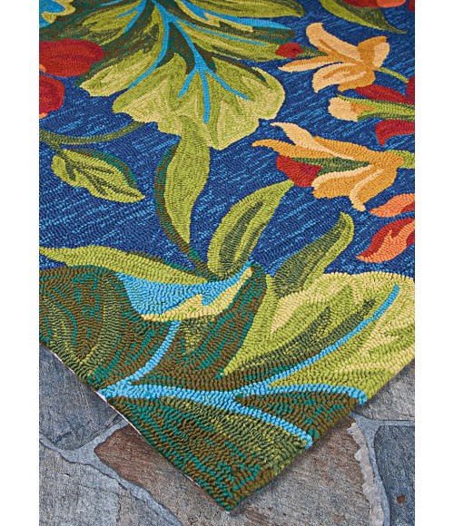 Couristan Covington Tropical Orchid 9' Runner Azure/Forest Green/Red Area Rug