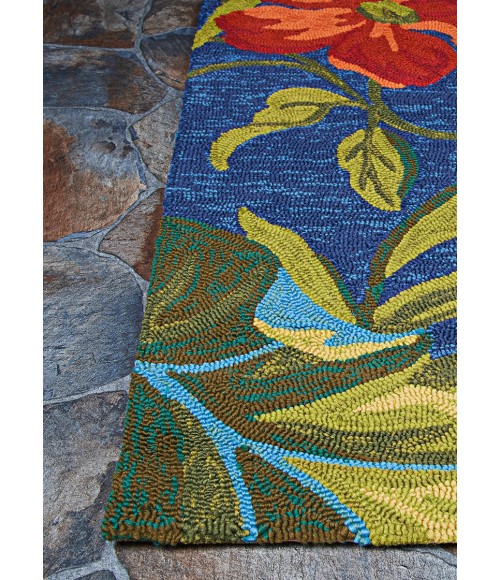 Covington Area Rug Couristan Covington Tropical Orchid 8' x 11' Azure/Forest Green/Red Area Rug