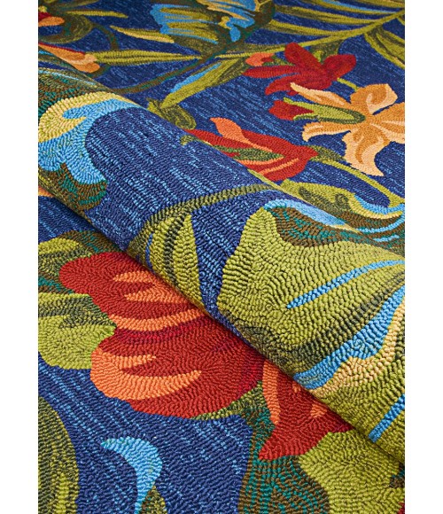 Covington Area Rug Couristan Covington Tropical Orchid 8' x 11' Azure/Forest Green/Red Area Rug