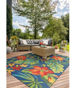 Couristan Covington Tropical Orchi Dazureforgreenred Area Rug 3 ft. 6 in. X 5 ft. 6 in. Rectangle