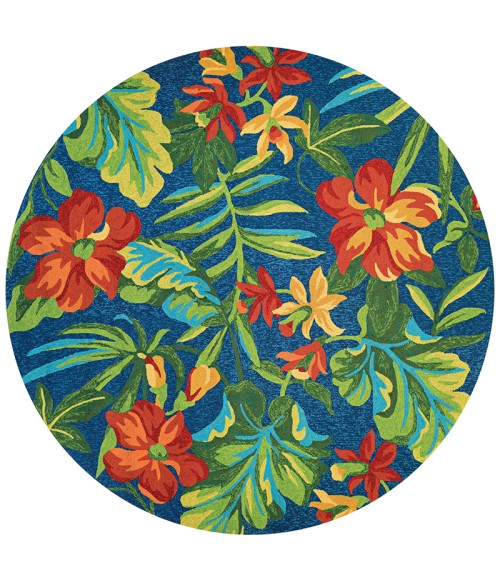 Covington Area Rug Couristan Covington Tropical Orchid 8' x 11' Azure/Forest Green/Red Area Rug