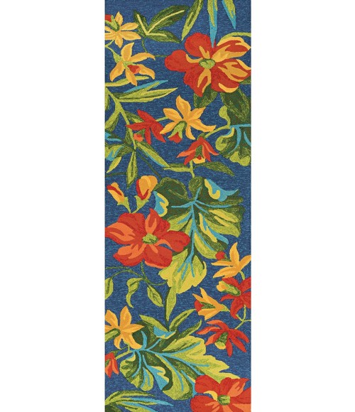 Couristan Covington Tropical Orchid 9' Runner Azure/Forest Green/Red Area Rug