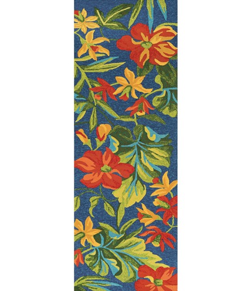 Covington Area Rug Couristan Covington Tropical Orchid 8' x 11' Azure/Forest Green/Red Area Rug