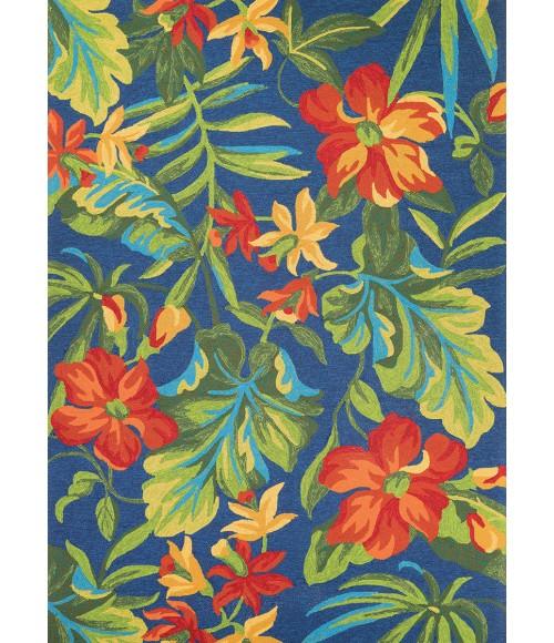 Covington Area Rug Couristan Covington Tropical Orchid 8' x 11' Azure/Forest Green/Red Area Rug