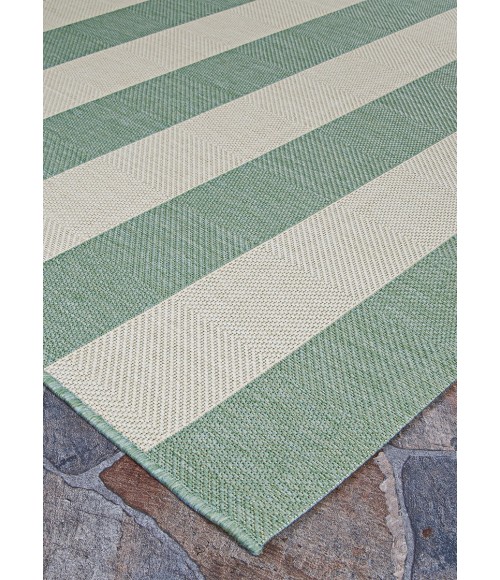 Couristan Afuera Yacht Club 2' x 4' Sea Mist/Ivory Area Rug