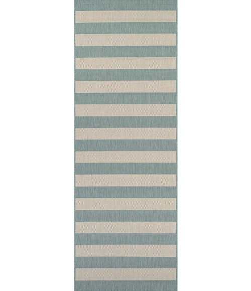 Couristan Afuera Yacht Club 2' x 4' Sea Mist/Ivory Area Rug