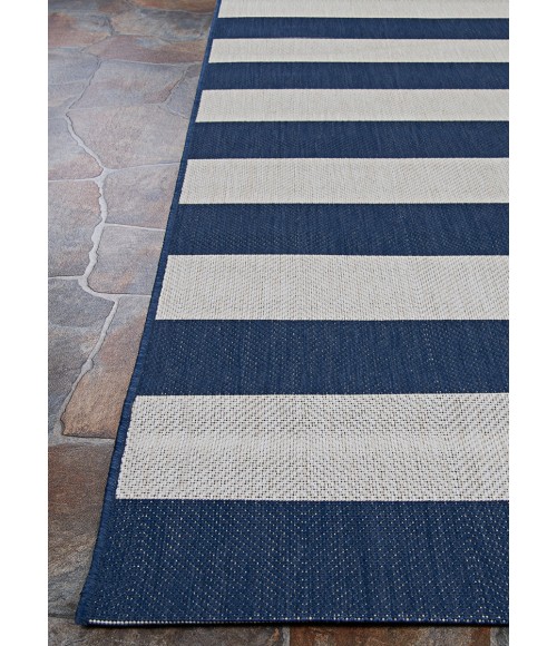 Couristan Afuera Yacht Club 2' x 4' Midnight Blue /Ivory Area Rug