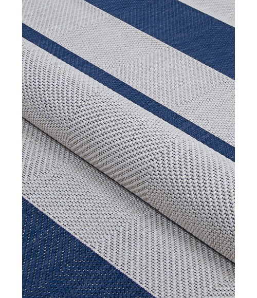 Couristan Afuera Yacht Club 2' x 4' Midnight Blue /Ivory Area Rug