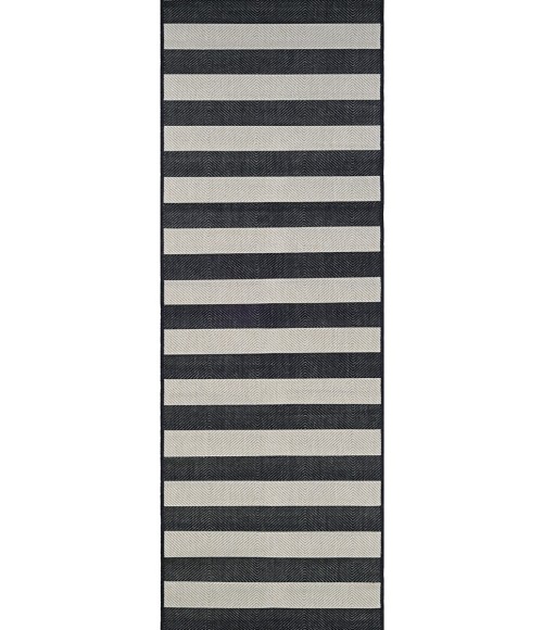 Couristan Afuera Yacht Club Long Runner Onyx/Ivory Area Rug