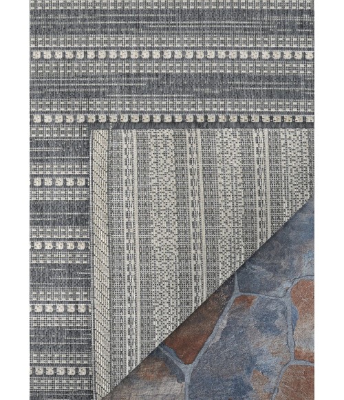 Couristan Afuera Beachcomber 5' x 8' Anthracite /Sand Area Rug