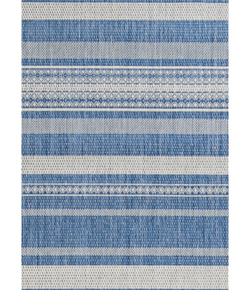 Couristan Recife Gazebo Stripe 9' Round Champ/Blue Area Rug