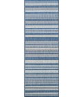 Couristan Recife Gazebo Stripe 9' Round Champ/Blue Area Rug