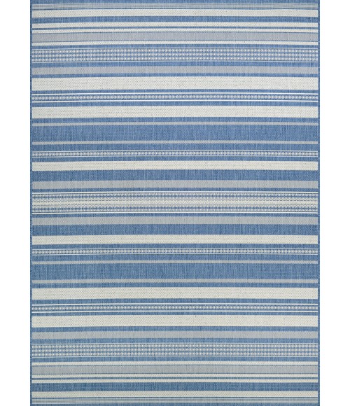 Couristan Recife Gazebo Stripe 9' Round Champ/Blue Area Rug