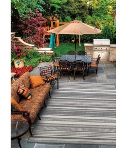 Couristan Recife Gazebo Stripe Champ/Grey Area Rug 5 ft. 10 in. X 9 ft. 2 in. Rectangle