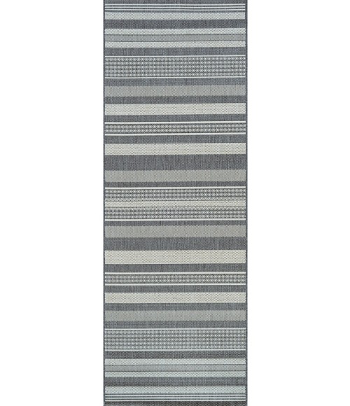 Couristan Recife Gazebo Stripe 9' Round Champ/Grey Area Rug