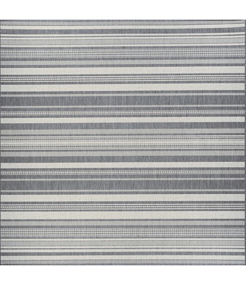 Couristan Recife Gazebo Stripe 9' Round Champ/Grey Area Rug