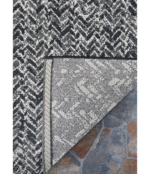 Afuera Area Rug Couristan Afuera Harringbone Path 8' x 11' Onyx/Shell Area Rug